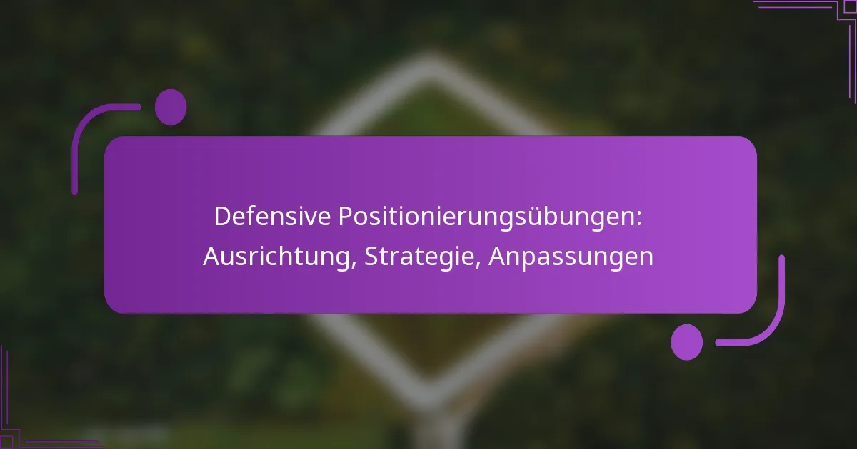 Defensive Positionierungsübungen: Ausrichtung, Strategie, Anpassungen