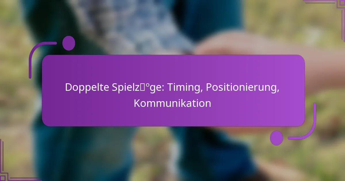 Doppelte Spielzüge: Timing, Positionierung, Kommunikation