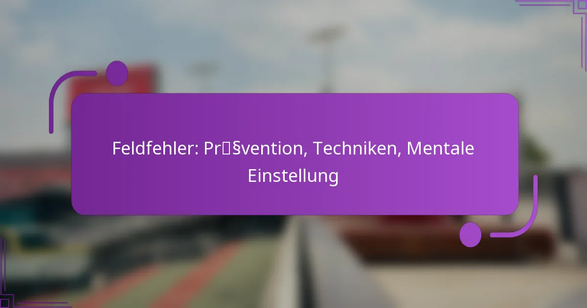 Feldfehler: Prävention, Techniken, Mentale Einstellung
