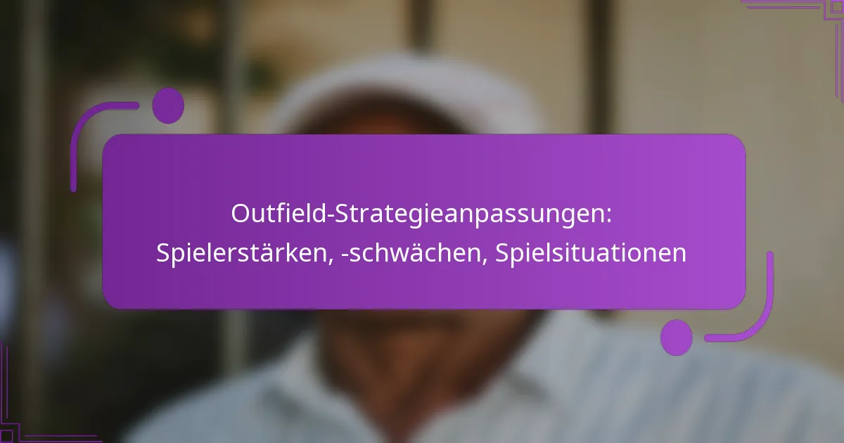 Outfield-Strategieanpassungen: Spielerstärken, -schwächen, Spielsituationen