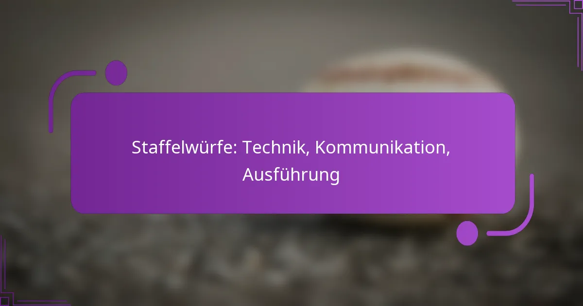 Staffelwürfe: Technik, Kommunikation, Ausführung